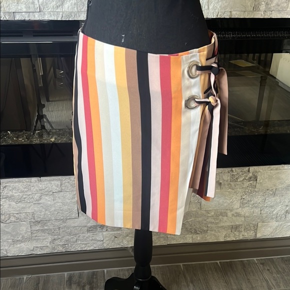 Urban Outfitters striped faux wrap skirt with ties size Large - Picture 1 of 9